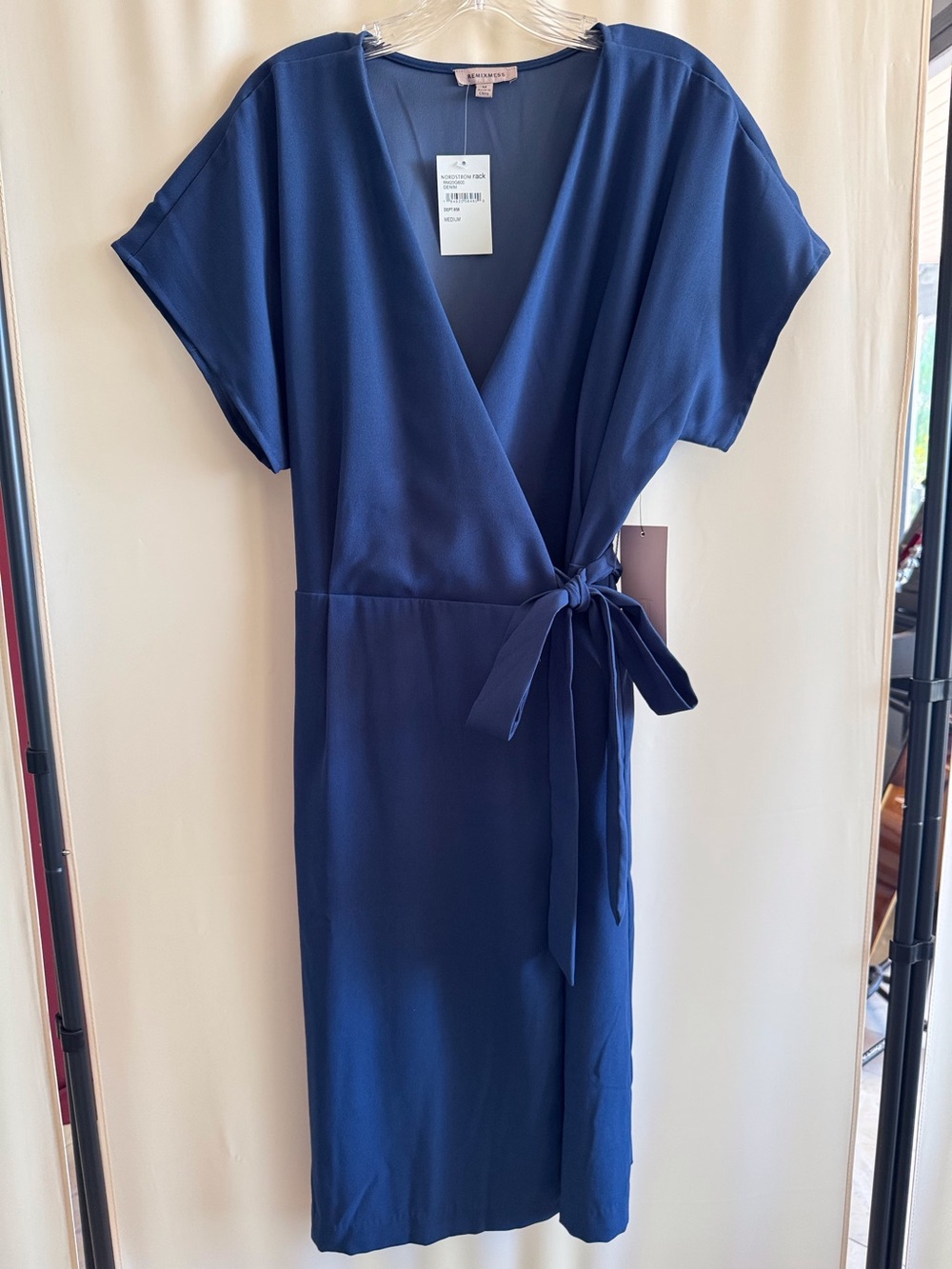 Wrap Midi Dress in Navy new with tag size M